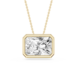 Radiant Lab Grown Diamond East West Solitaire Slide Pendant - 18 Inches