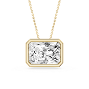 Radiant Lab Grown Diamond East West Solitaire Slide Pendant - 18 Inches
