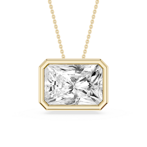 Radiant Lab Grown Diamond East West Solitaire Slide Pendant - 18 Inches