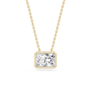 Radiant Lab Grown Diamond East West Solitaire Slide Pendant - 18 Inches
