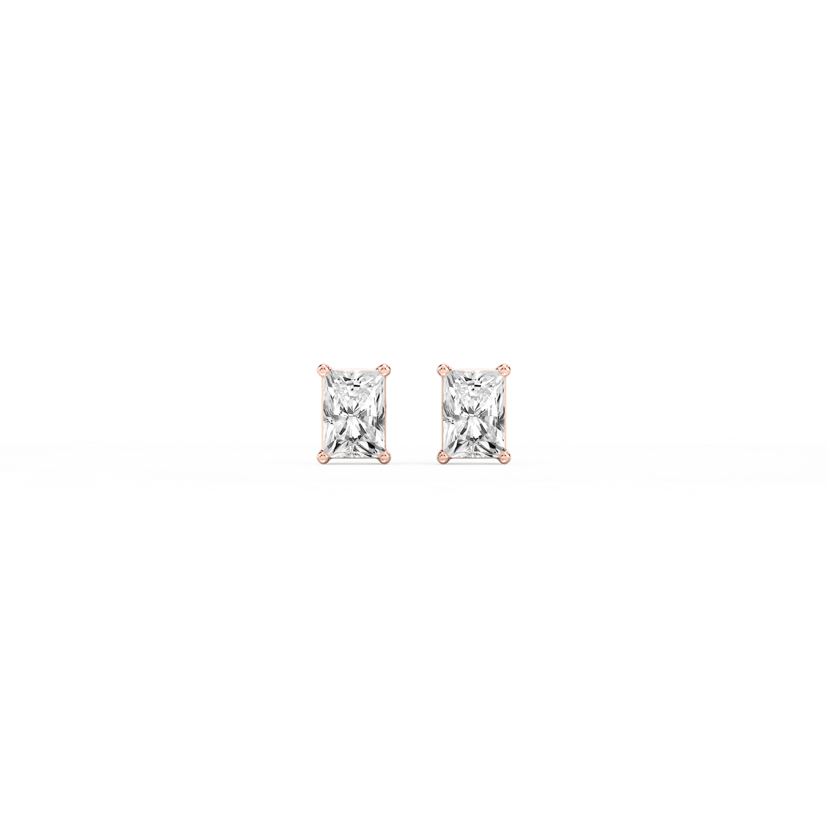 Radiant Certified Lab Grown Diamond Classic Four Prong Basket Threaded Stud Earrings