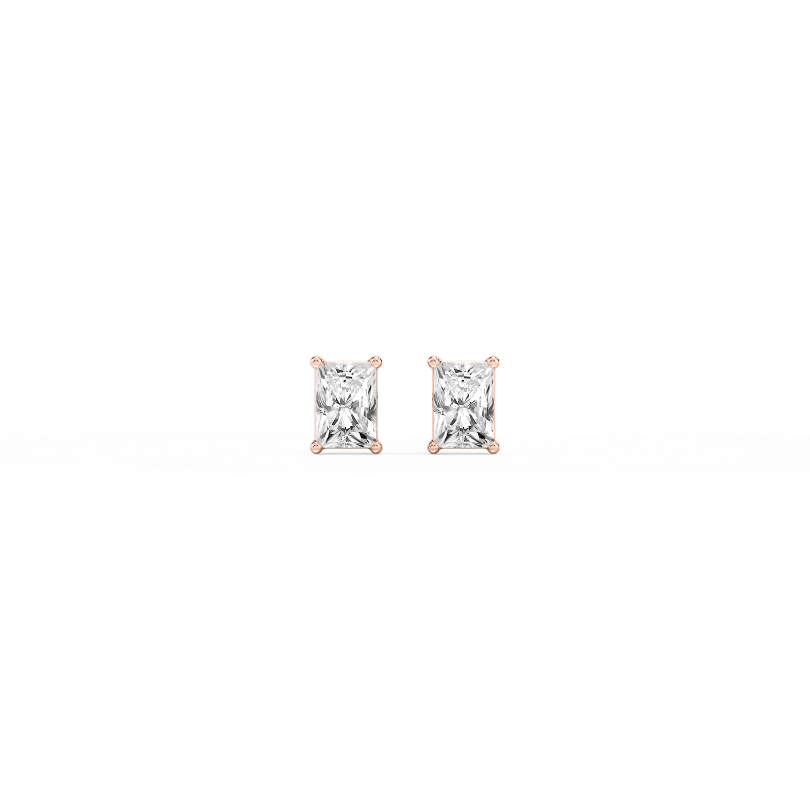 Radiant Certified Lab Grown Diamond Classic Four Prong Basket Threaded Stud Earrings