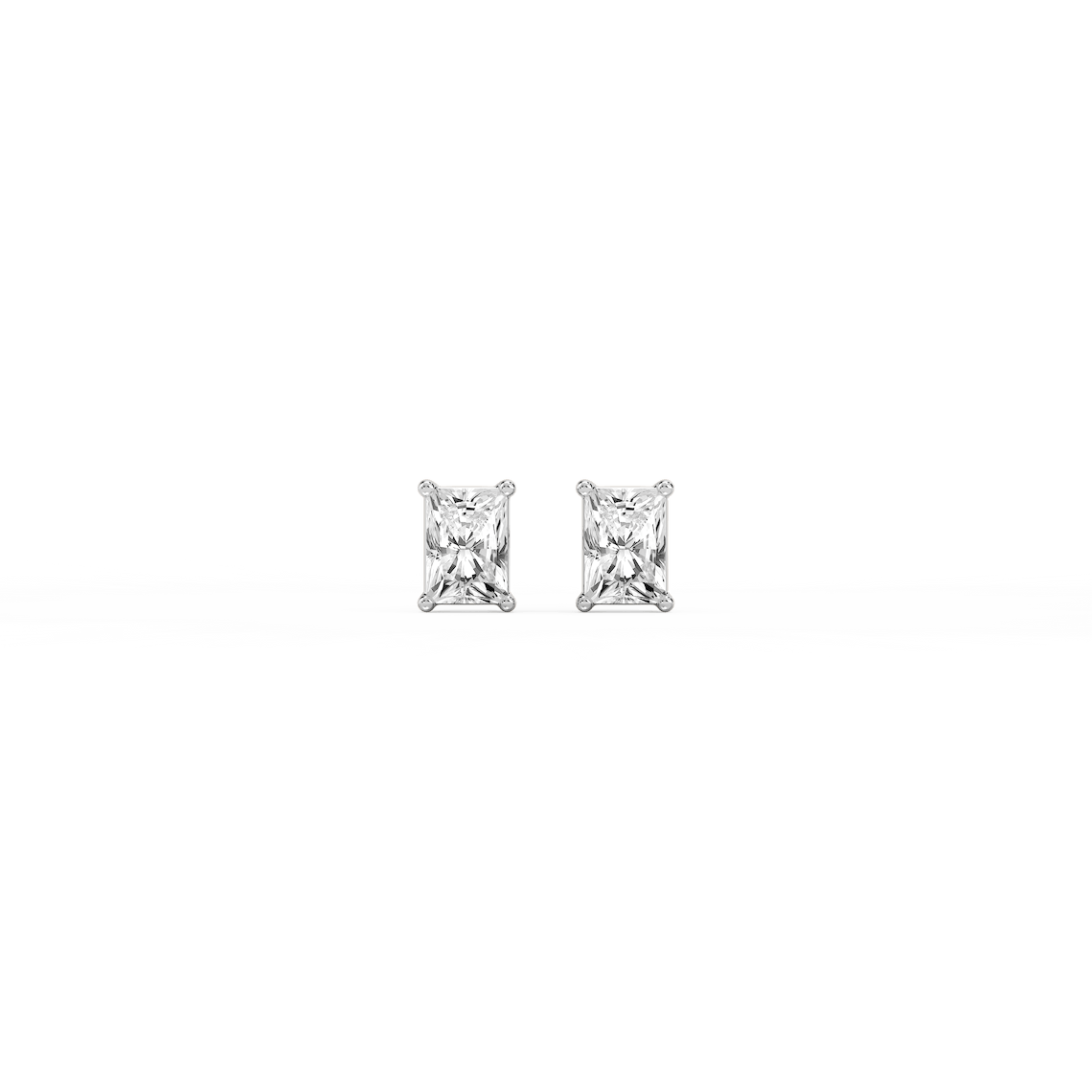Radiant Lab Grown Diamond Classic Four Prong Threaded Back Stud Earrings