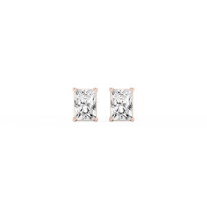 Radiant Lab Grown Diamond Classic Four Prong Threaded Back Stud Earrings