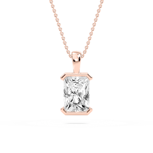 Radiant Lab Grown Diamond Half Bezel Solitaire Pendant