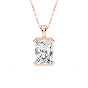 Radiant Lab Grown Diamond Half Bezel Solitaire Pendant