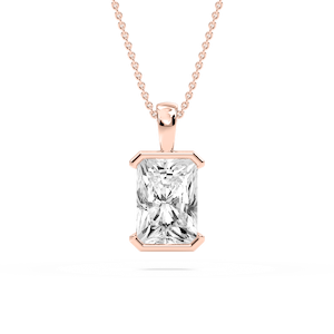 Radiant Lab Grown Diamond Half Bezel Solitaire Pendant