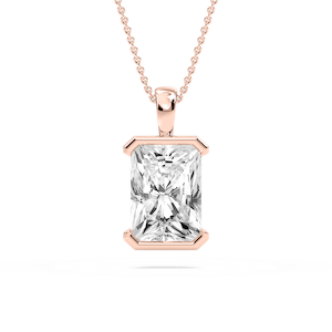 Radiant Lab Grown Diamond Half Bezel Solitaire Pendant