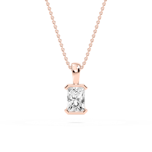Radiant Lab Grown Diamond Half Bezel Solitaire Pendant