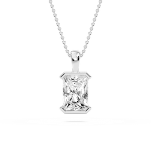 Radiant Lab Grown Diamond Half Bezel Solitaire Pendant