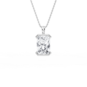 Radiant Lab Grown Diamond Half Bezel Solitaire Pendant