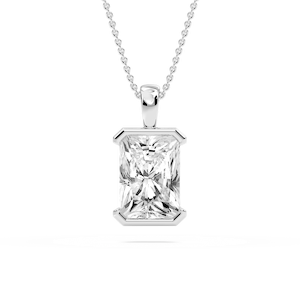Radiant Lab Grown Diamond Half Bezel Solitaire Pendant