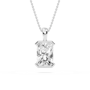 Radiant Lab Grown Diamond Half Bezel Solitaire Pendant