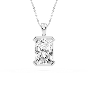 Radiant Lab Grown Diamond Half Bezel Solitaire Pendant