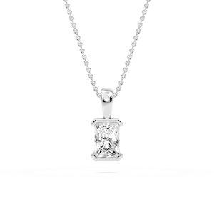 Radiant Lab Grown Diamond Half Bezel Solitaire Pendant