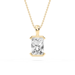 Radiant Lab Grown Diamond Half Bezel Solitaire Pendant