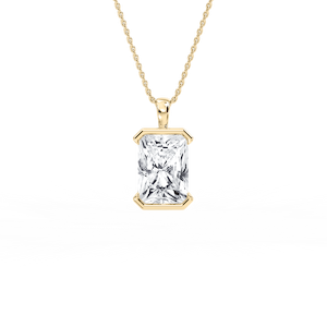 Radiant Lab Grown Diamond Half Bezel Solitaire Pendant