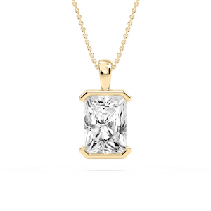 Radiant Lab Grown Diamond Half Bezel Solitaire Pendant
