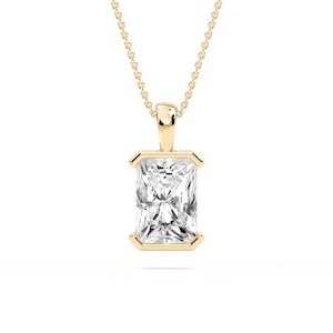 Radiant Lab Grown Diamond Half Bezel Solitaire Pendant