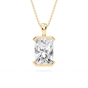 Radiant Lab Grown Diamond Half Bezel Solitaire Pendant