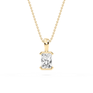 Radiant Lab Grown Diamond Half Bezel Solitaire Pendant
