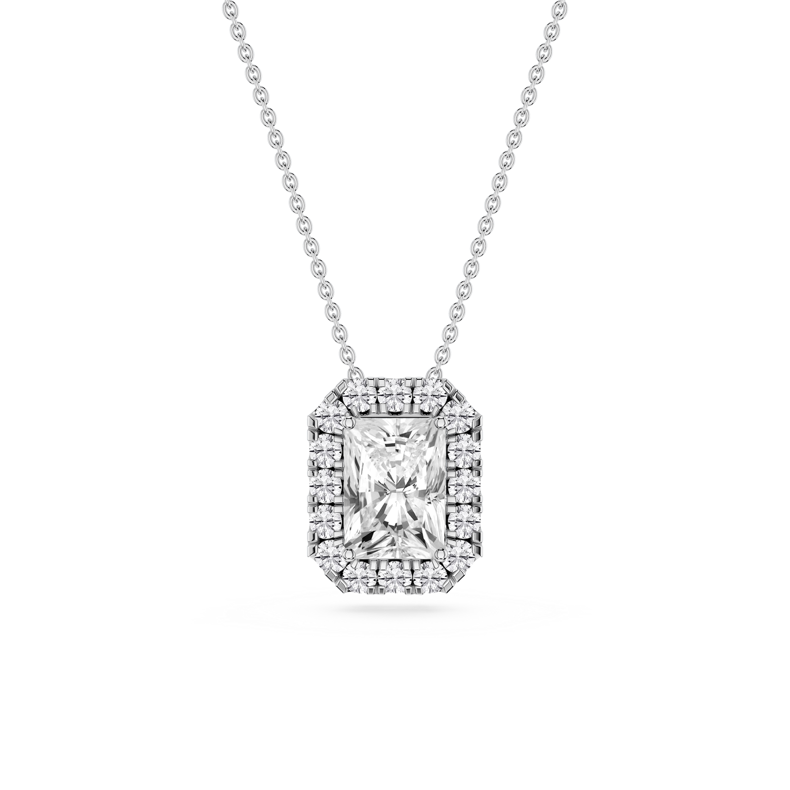 Radiant Lab Grown Diamond Halo Slide Pendant - 16 to 18 Inches
