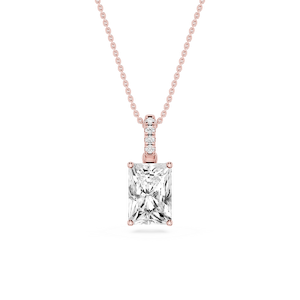 Radiant Lab Grown Diamond Hidden Halo Pendant - 16 to 18 Inches