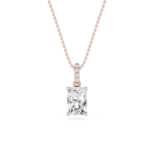 Radiant Lab Grown Diamond Hidden Halo Pendant - 16 to 18 Inches