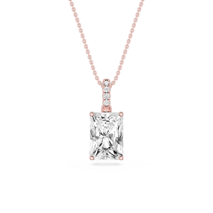 Radiant Lab Grown Diamond Hidden Halo Pendant - 16 to 18 Inches