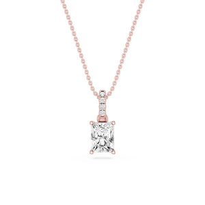 Radiant Lab Grown Diamond Hidden Halo Pendant - 16 to 18 Inches