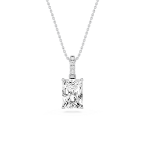 Radiant Lab Grown Diamond Hidden Halo Pendant - 16 to 18 Inches