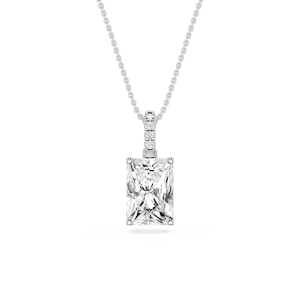Radiant Lab Grown Diamond Hidden Halo Pendant - 16 to 18 Inches