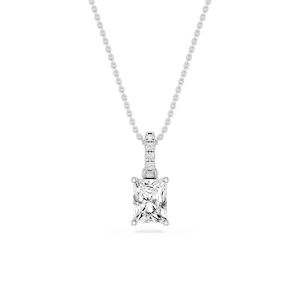 Radiant Lab Grown Diamond Hidden Halo Pendant - 16 to 18 Inches