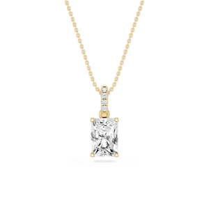 Radiant Lab Grown Diamond Hidden Halo Pendant - 16 to 18 Inches