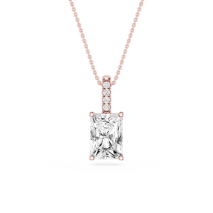 Radiant Lab Grown Diamond Pave Bail Solitaire Pendant - 16 to 18 Inches