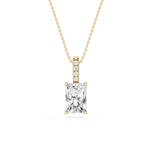 Radiant Lab Grown Diamond Pave Bail Solitaire Pendant - 16 to 18 Inches