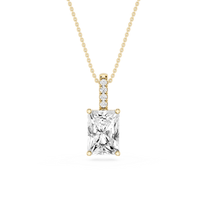 Radiant Lab Grown Diamond Pave Bail Solitaire Pendant - 16 to 18 Inches