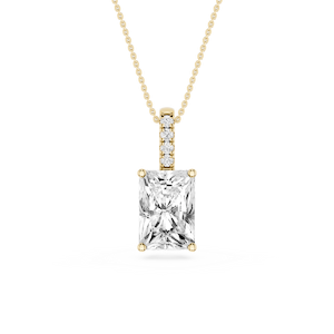 Radiant Lab Grown Diamond Pave Bail Solitaire Pendant - 16 to 18 Inches