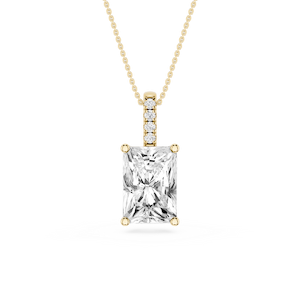 Radiant Lab Grown Diamond Pave Bail Solitaire Pendant - 16 to 18 Inches