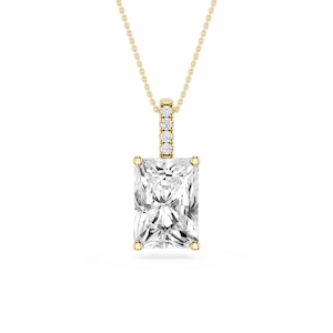 Radiant Lab Grown Diamond Pave Bail Solitaire Pendant - 16 to 18 Inches