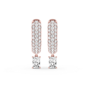 Radiant Lab Grown Diamond Pave Hoop Drop Earrings