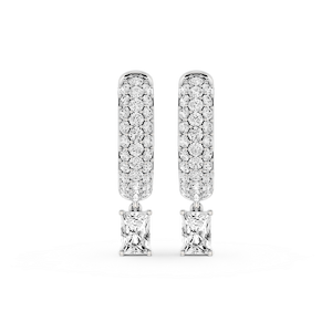 Radiant Lab Grown Diamond Pave Hoop Drop Earrings