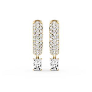 Radiant Lab Grown Diamond Pave Hoop Drop Earrings