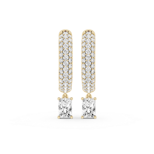 Radiant Lab Grown Diamond Pave Hoop Drop Earrings