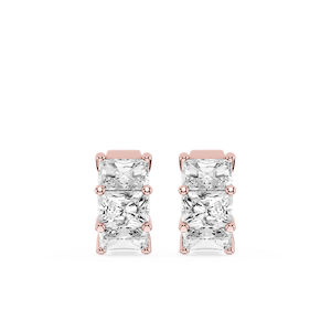 Radiant Lab Grown Diamond Three Stone Hoop Earrings