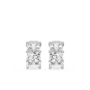 Radiant Lab Grown Diamond Three Stone Hoop Earrings