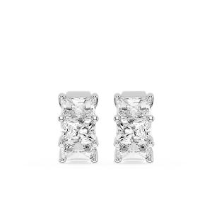 Radiant Lab Grown Diamond Three Stone Hoop Earrings