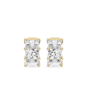 Radiant Lab Grown Diamond Three Stone Hoop Earrings
