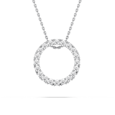 5/8 ctw Round Lab Grown Diamond Radiant Wreath Pendant  - 18 Inches