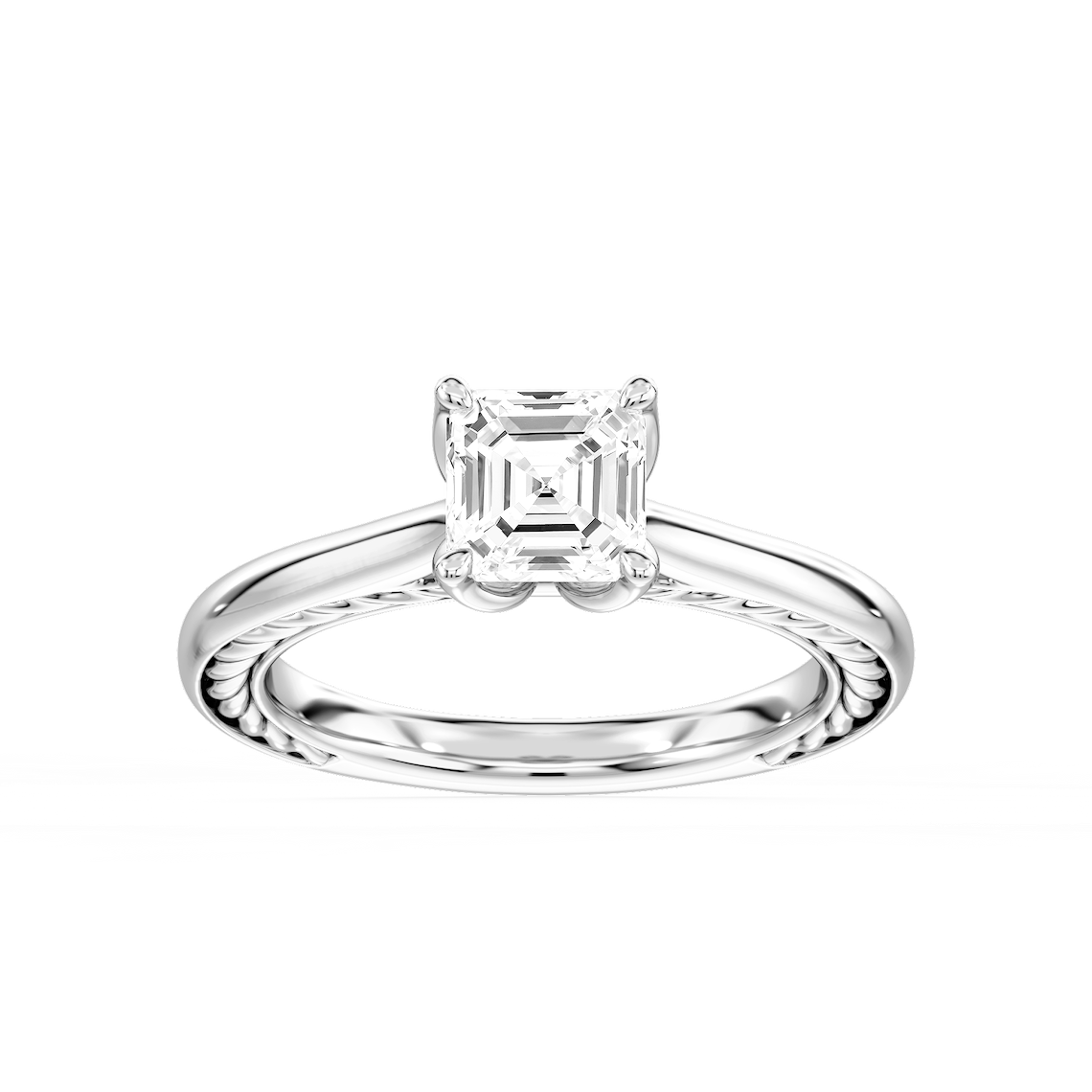 Rani 1 ½ ctw Asscher Lab Grown Diamond Lasso Rope Solitaire Engagement Ring